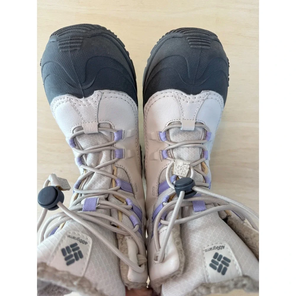 Columbia Youth Bugaboot Plus IV Omni-Heat Winter Boots Grey Purple BY4430-102 3Y